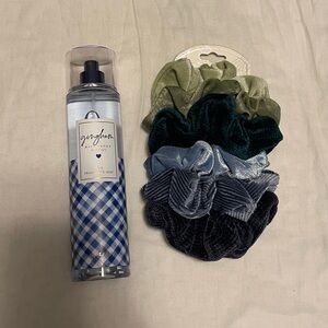 Gingham Body Mist and Velvet Scrunchies Set